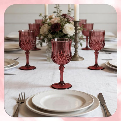 7OZ Plastic Wine Glasses, Reusable Vintage Goblets Unbreakable Drinking Glasses - Image 5