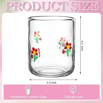 Skylety 2 Pcs Flower Icon Juice Glasses 14 oz Spring Stemless Wine Drinking - Image 2