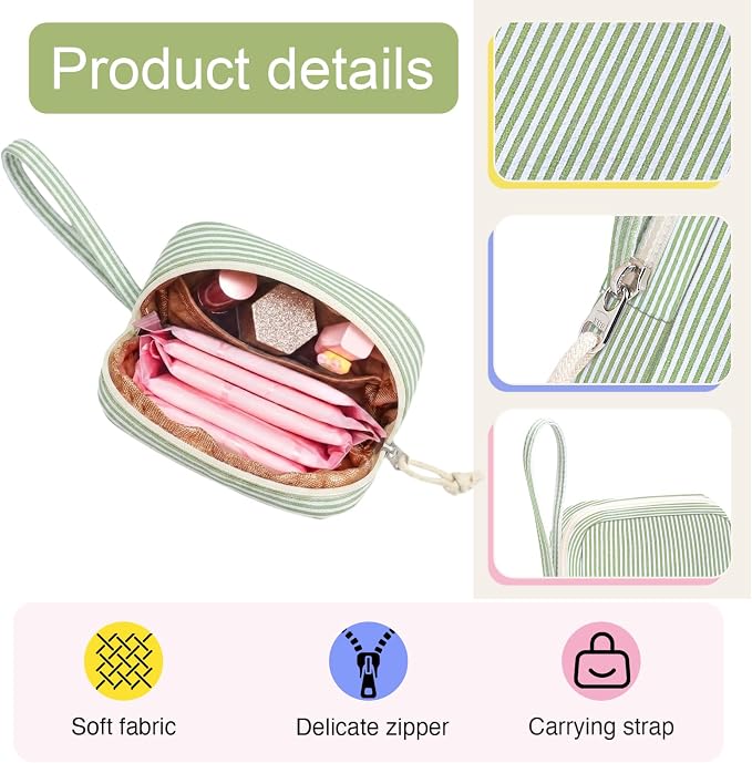 Corduroy Period Pouch for Women, Cute Sanitary Pad Pouch - Image 3