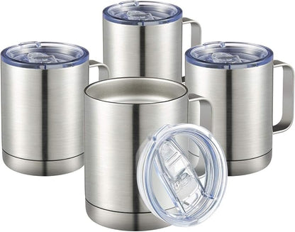 MEWAY 12oz Coffee Mug With Handle 4 Pack Bulk, Stainless Steel Insulated Travel by MEWAY