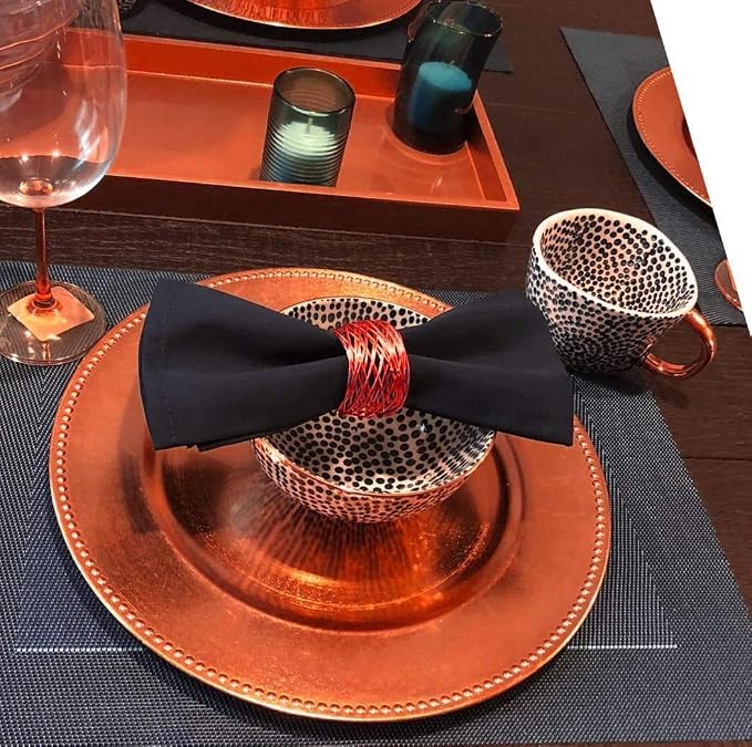 ITOS365 Handmade Round Red Mesh Napkin Rings Set of 6 Holder - Image 3