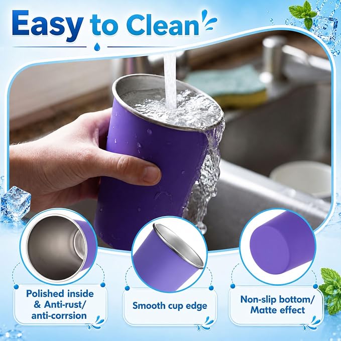 Mimorou 4 Pack 16 oz Stainless Steel Pint Cups Metal Cups Unbreakable Drinking - Image 3