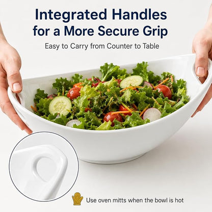 Ceramic Serving Bowls with Handles, Large Salad Bowl Set - Image 6
