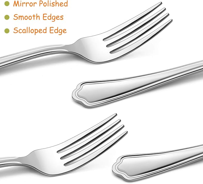 Salad Forks Set of 12, E-far 6.7 Inch Stainless Steel Dessert Forks - Image 3