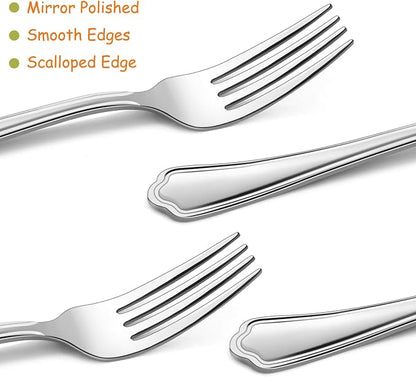 Salad Forks Set of 12, E-far 6.7 Inch Stainless Steel Dessert Forks - Image 3