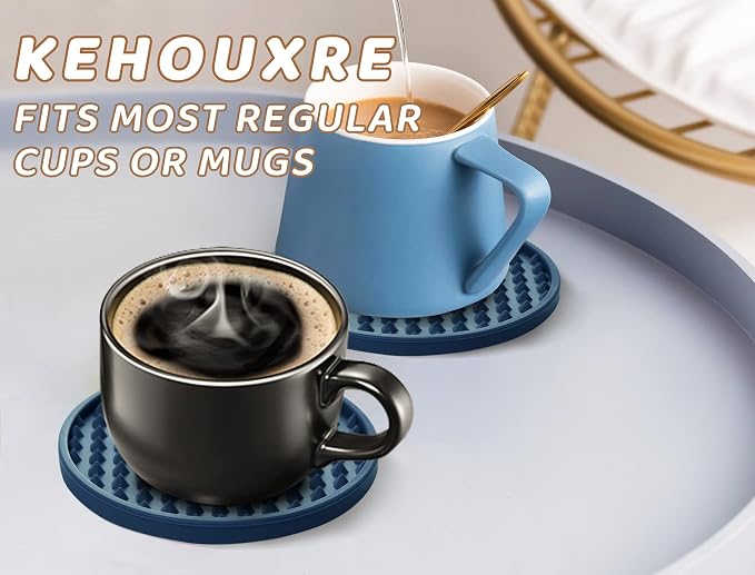 6 Pcs Drink Coaster with Holder Non-Slip Rubber Coasters Silicone Cup Mat | - Image 2