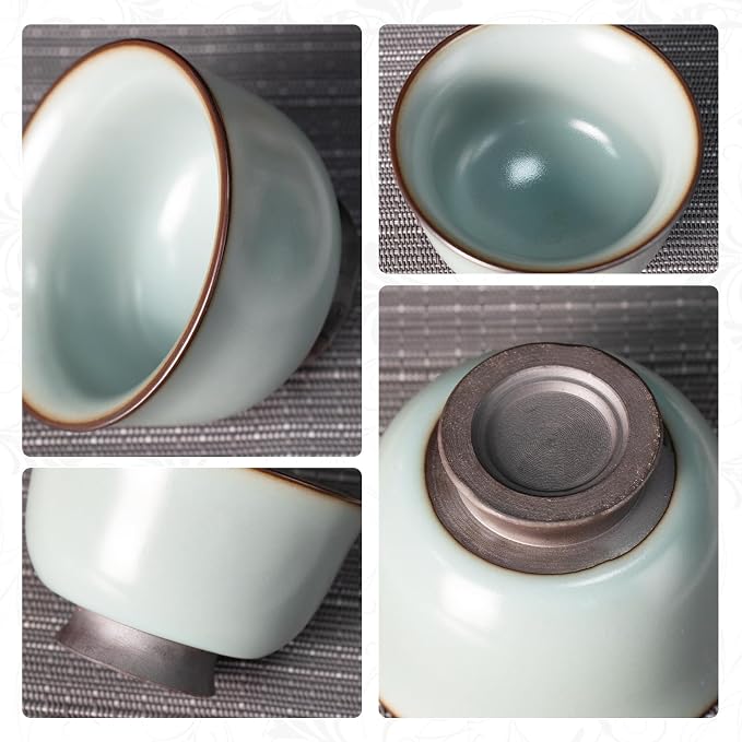KAMMAK Japanese Tea Cups, 4 Oz Small Handmade Ceramic Teacups, Loose Leaf and - Image 4