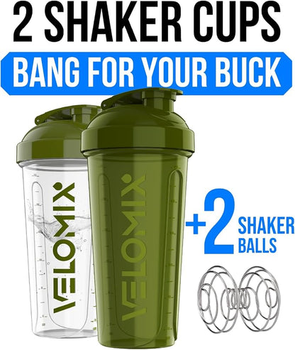 VELOMIX 2 Pack 28oz Protein Shaker Bottle - Image 2