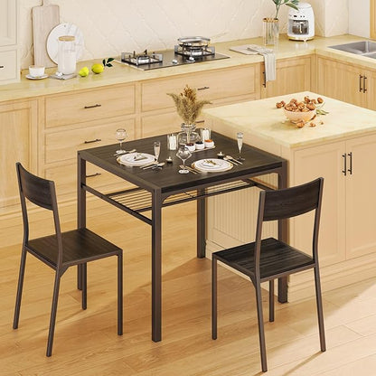 Gizoon Dining Table Set for 2, 3 Piece Kitchen Table with 2 Chairs for Small Space, Apartment, Kitchen, Dining Room, Space-Saving