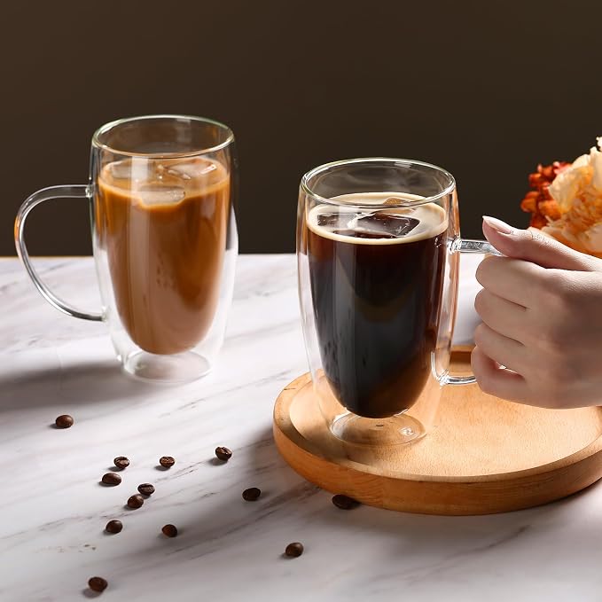 2-Pack 15 Oz Double Walled Glass Coffee Mugs - Image 3