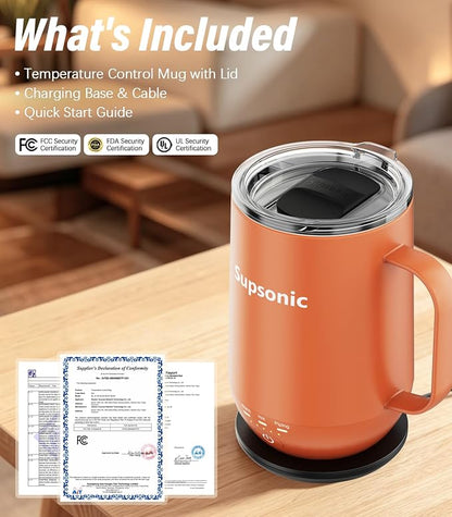 Supsonic - 16oz Self Heating Coffee Mug, Smart Heated Coffee Mug Faster - Image 8