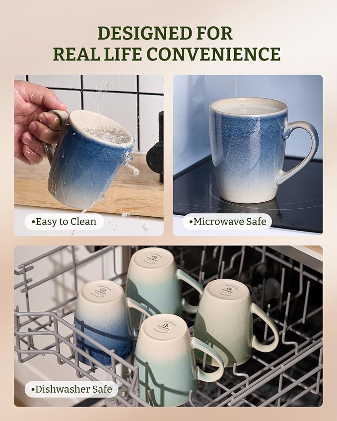 famiware Coffee Mugs Set, 13 oz Mug Set of 8, Stoneware Cups - Image 7