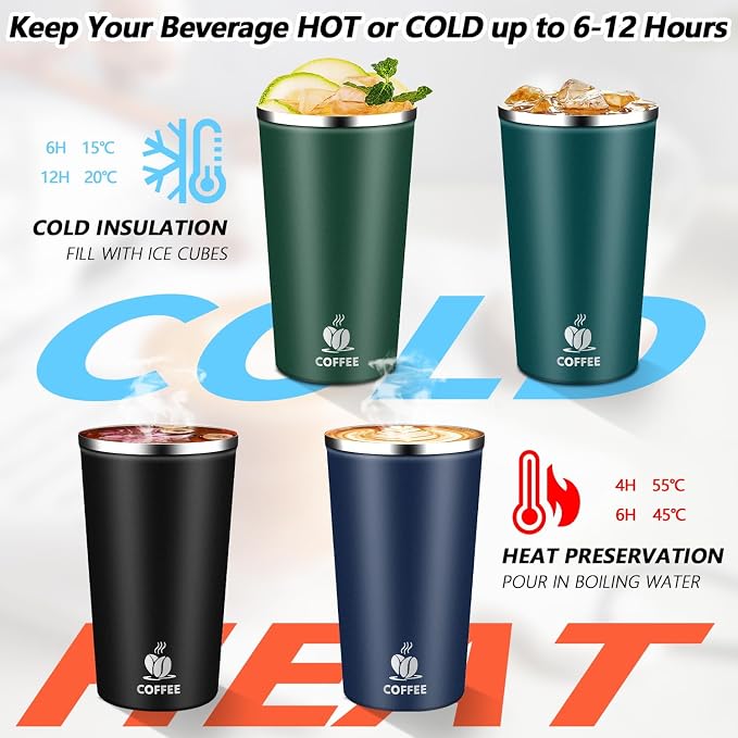 Insulated Travel Coffee Mug Reusable Coffee Tumbler Cup - Image 4