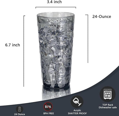 Yalin 24-Ounce Plastic Tumbler Acrylic Drinking Glasses, Reusable Plastic Cups - Image 4