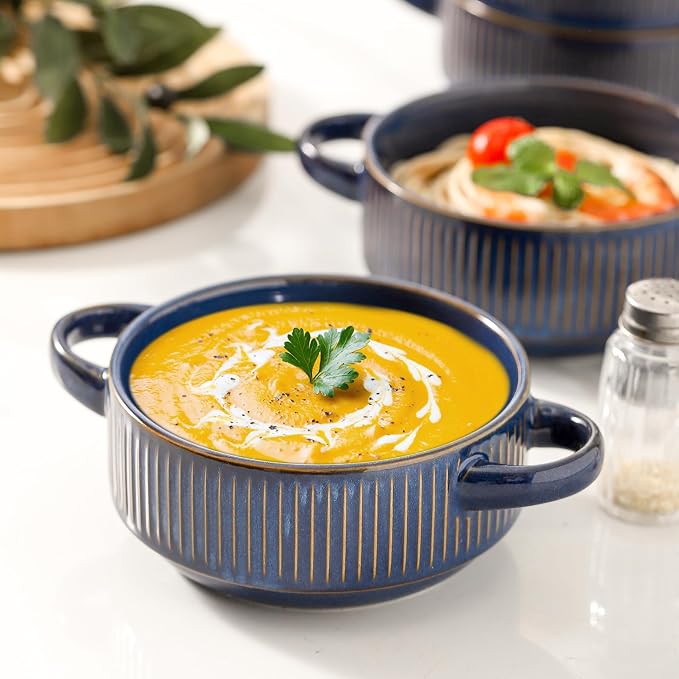 Soup Bowls with Handles, 23 oz French Onion Soup Crocks, Stackable Soup Bowl - Image 6