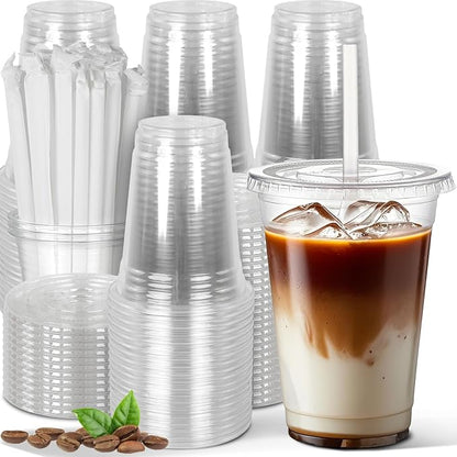 Charmount 50 Sets 16 oz Plastic Disposable Clear Cups by CHARMOUNT