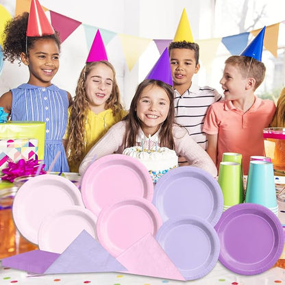 CMUSKO Butterfly Birthday Decorations-150Pcs Light Purple Pink Plates and - Image 3