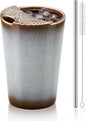 1 Pack Ceramic Coffee Mug with Sip Hole, 14.5 oz Handleless Tumbler Cup with 1 by Ferrochef