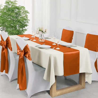 Manyshofu Burnt Orange Satin Table Runner 12x108 - Image 3