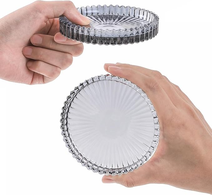 Glass Coasters Round Cup Mat, Decorative Wine Bottle Coaster, Crystal Drink - Image 2
