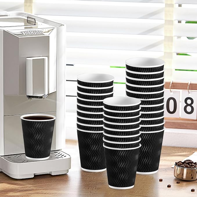 Lamosi 100 Pack Coffee Cups 12 oz, Disposable Paper Coffee Cups No Lids | - Image 7