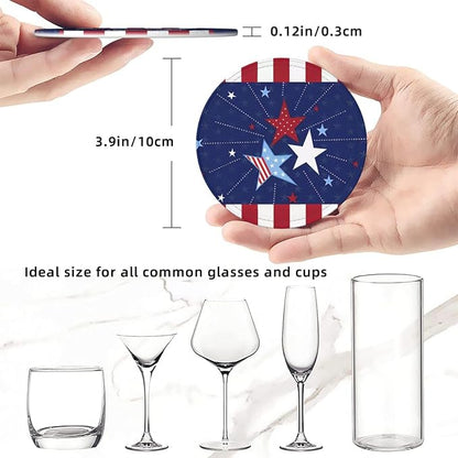 6 Pcs 4th of July Star Red Blue Independence Day Patriotic Star Leather Coasters - Image 8