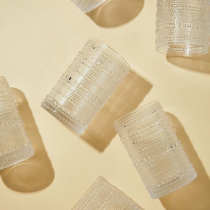 ZOOFOX Set of 6 Vintage Drinking Glasses, 13 oz Clear Hobnail Glasses Tumbler - Image 3
