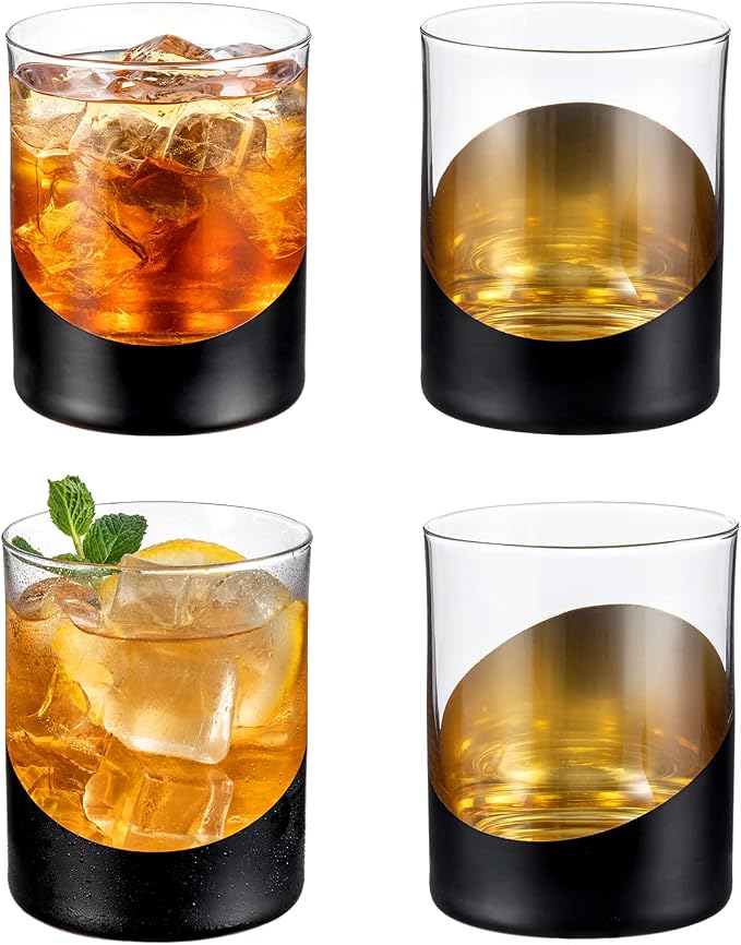 MyGift 12 oz Set of 4 Matte Black Drinking Glasses by MyGiftHome