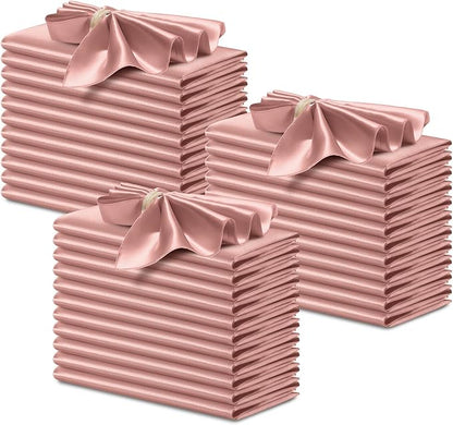 P Pothuiny 50 Pcs Rose Gold Satin Napkins 17 x 17 Inch, Satin Cloth Napkins | by P+Pothuiny