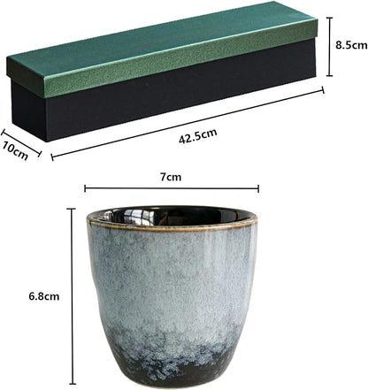 Rubdub Ceramic Japanese Tea Cup Set, 5oz Coffee Cup No Handle, Teacup of 5 - Image 5