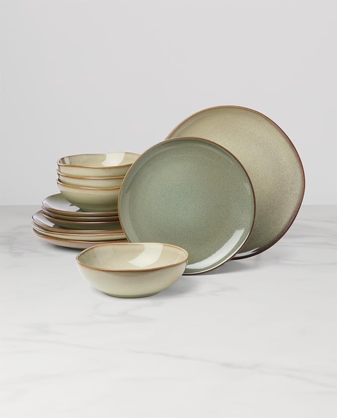 Oneida 897205 Organic Shades 12-Piece Dinnerware Set, Sage Green - Image 7