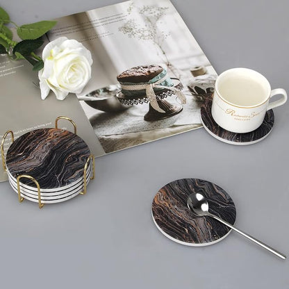 6 Pcs Black Ceramic Stone Modern Coasters - Image 4