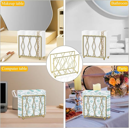 Napkin Holder for Table, Modern Metal Napkin Holders for Paper Napkins & Kitchen Dining & Countertops, Cocktail Upright Napkin Holder Dispenser Suitable for All Room Decors (Large, Gold)