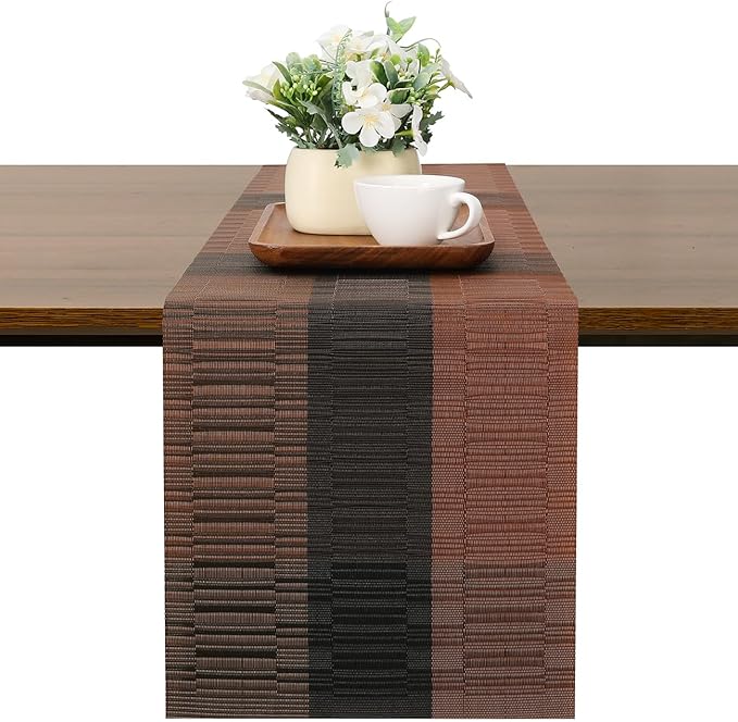Table Runner 53 Inches Long, Vinyl Woven Farmhouse Table Runners | Washable by Chitomars