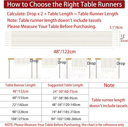 Rustic Boho Table Runner, Linen Table Runner, Farmhouse Table Runners 48 Inches - Image 5