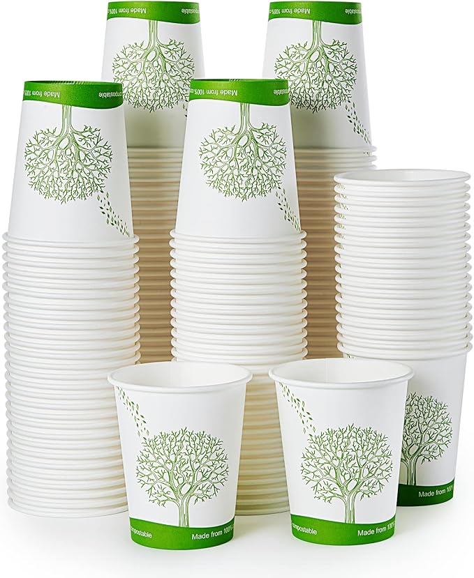 ECOLipak 300 Count 8 oz Compostable Paper Cups, Disposable Paper Coffee Cup | by ECOLipak