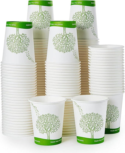 ECOLipak 300 Count 8 oz Compostable Paper Cups, Disposable Paper Coffee Cup | by ECOLipak