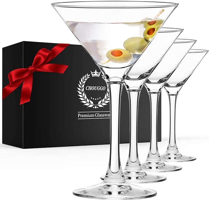 Chouggo Martini Glasses Set of 4, Hand Blown Premium Crystal Cocktail Glasses by ChouggoGlassware