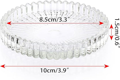 JUXYES 8 Pack Clear Crystal Coasters Round Cup Mat, Glass Coasters for Drinks Coffee Tea Wine, Decorative Wine Bottle Coaster, Crystal Drink Coasters for Restaurant bar Kitchen Dining Table