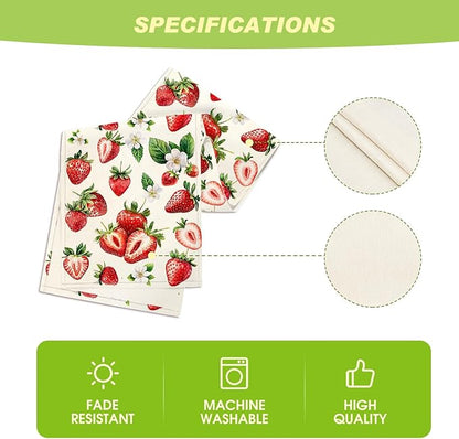 Artoid Mode Strawberry Wildflowers Fruit Spring Summer Table Runner, Seasonal - Image 5