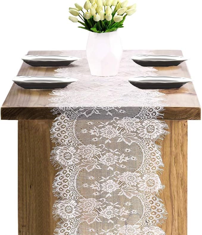10 Pcs White Lace Table Runner 14 x 120 Inch Vintage Table Runner - Image 7