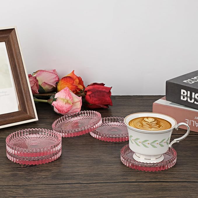 Modern Clear Glass Coaster Set of 8- Coffee Table Coasters, Crystal Coaster - Image 2