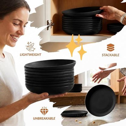 Wheat Straw Plates Sets 8 PCS Unbreakable Plastic Plates - Image 5