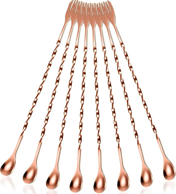 Boao 8 Pcs 10 Inch Long Bar Spoon Cocktail Spoon Stirring Mixing Stainless by Boao