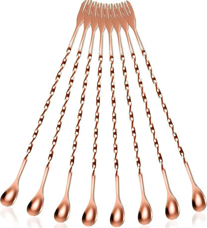 Boao 8 Pcs 10 Inch Long Bar Spoon Cocktail Spoon Stirring Mixing Stainless by Boao