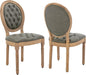 Vintage French Dining Chairs Set of 2, Round Back PU Leather Upholstered Side Chairs with Nailhead Trim and Solid Wood Frame, Sillas de Comedor for Dining Room & Kitchen, Olive Green