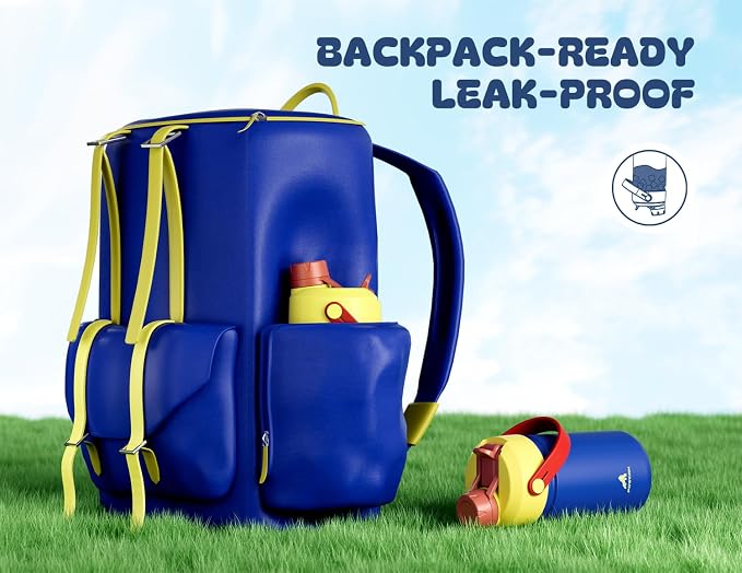 12 oz Insulated Water Bottle for Kids: 2-in-1 Straw Spout Lid, Spill-proof - Image 6