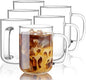 Glass Coffee Mugs, 24 oz Ice coffee cups, Large Clear Tea Cups Set of 6 by BWODYAY