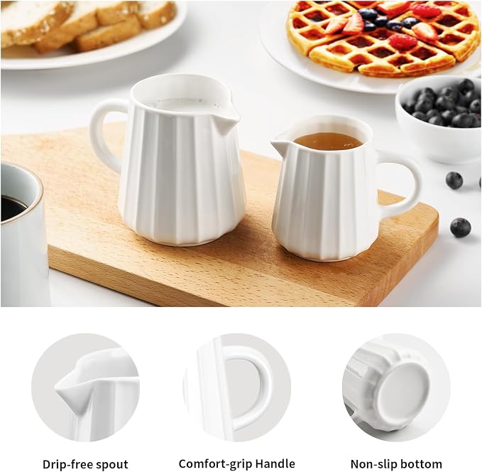 Gurygo 2 Pack 9 Oz Classic Ceramic White Creamer - Image 3