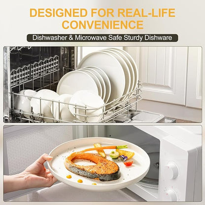EWFEN Plates and Bowls Sets, 12 Pieces Ceramic Dinnerware Set - Image 6